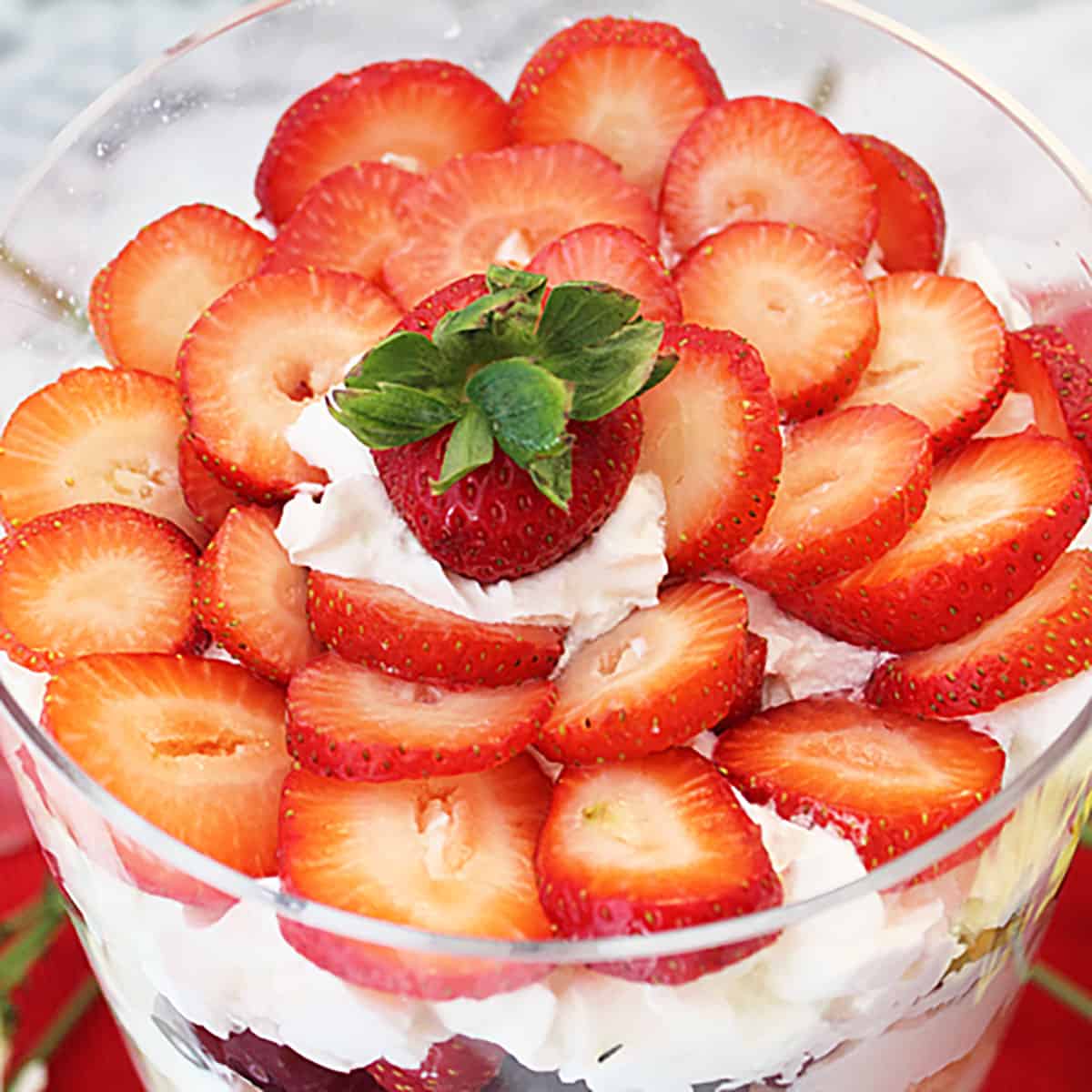 Mixed Berry Trifle as seen from top.