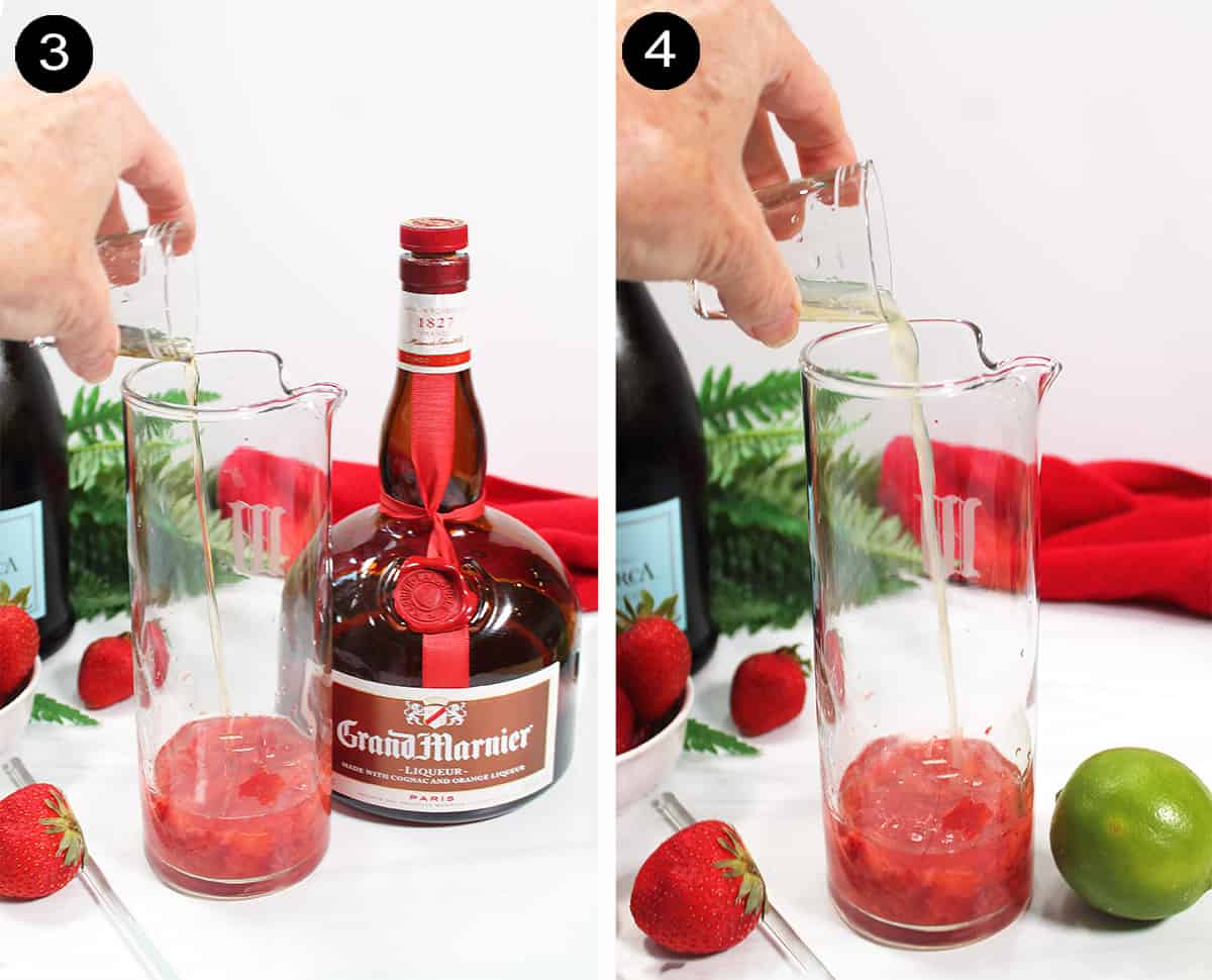 Steps 3-4 adding liqueur and lime juice.