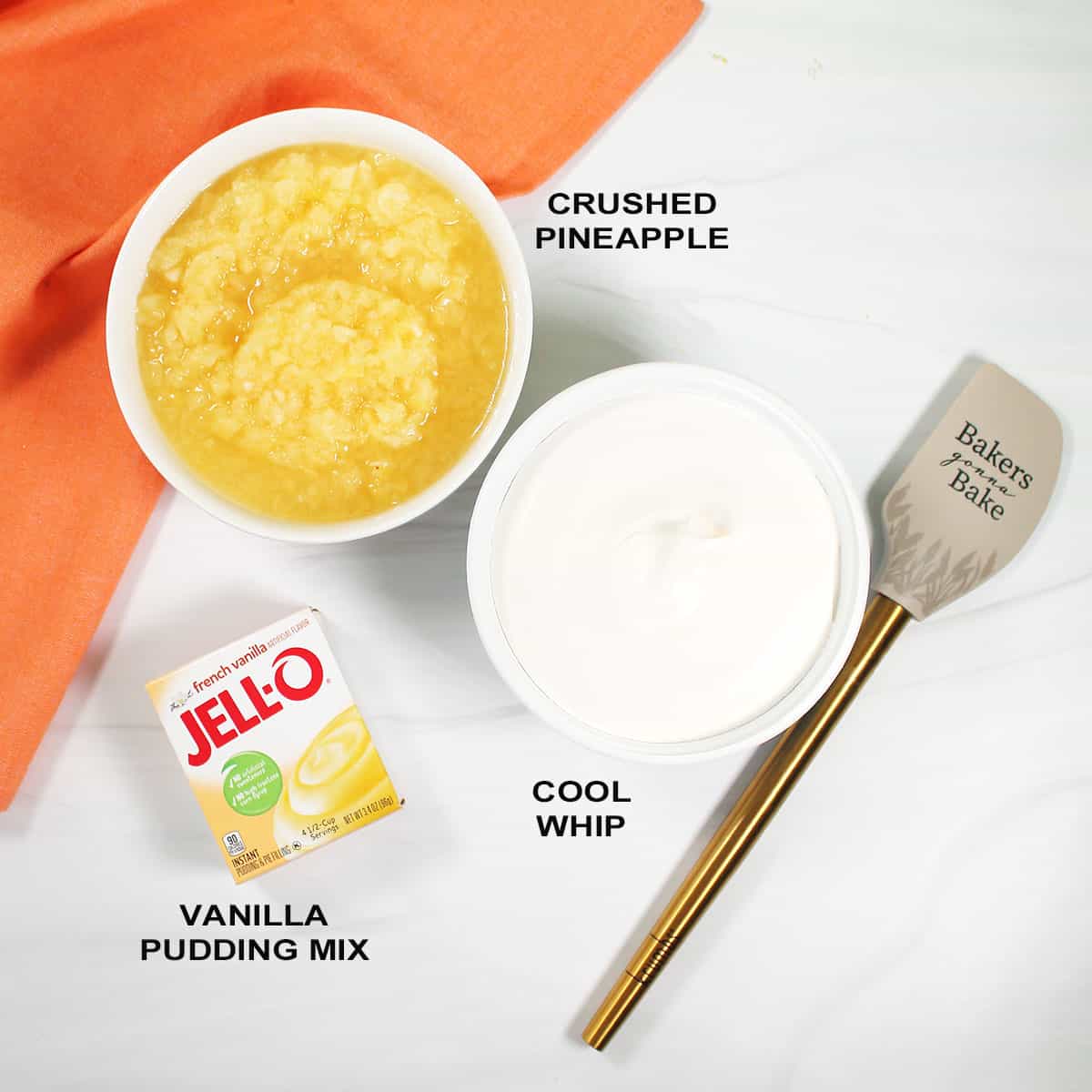 Pineapple frosting ingredients.