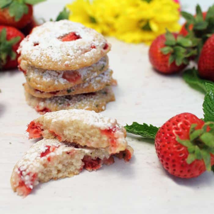 Strawberry Mint Cookies square 2 | 2 Cookin Mamas