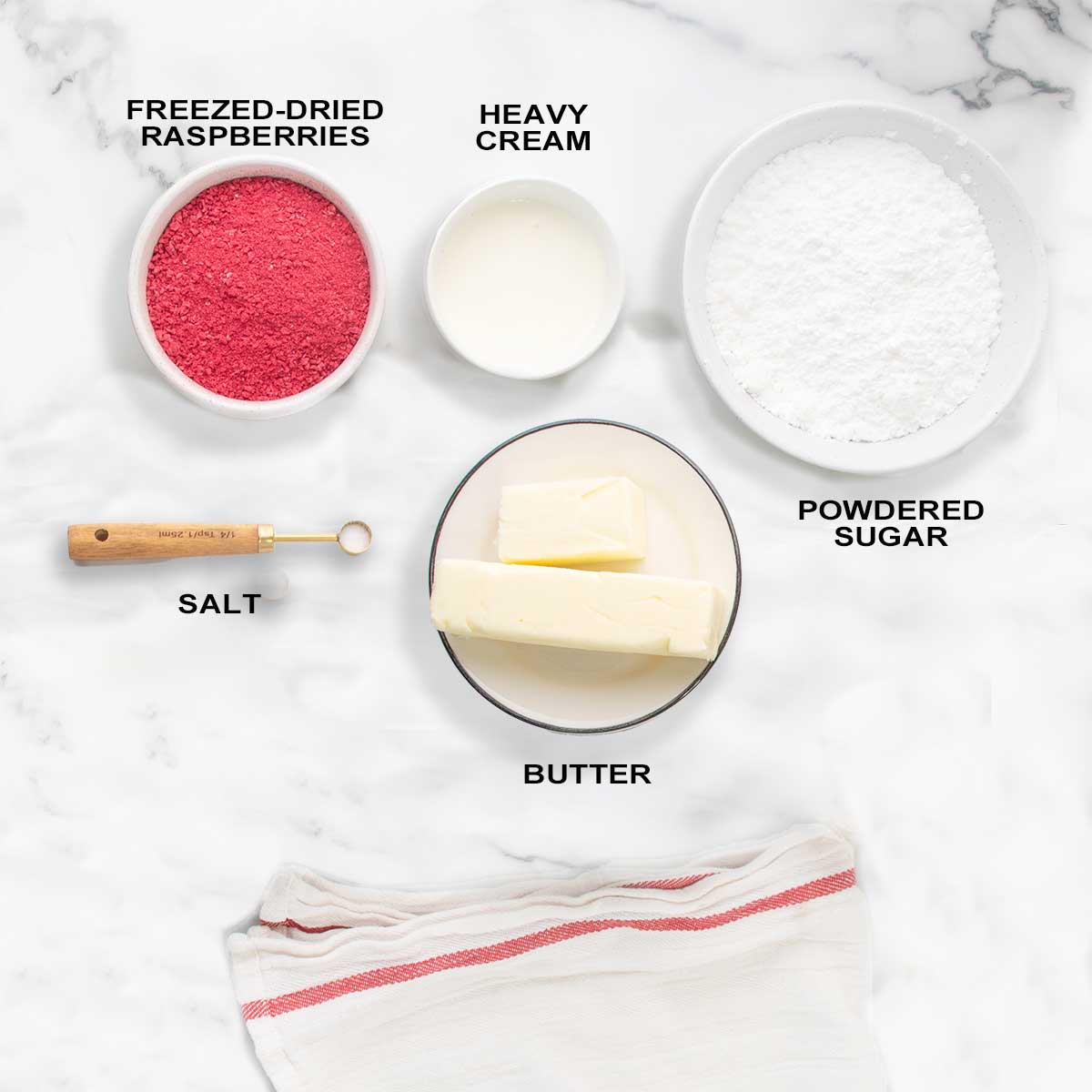 Raspberry frosting ingredients.