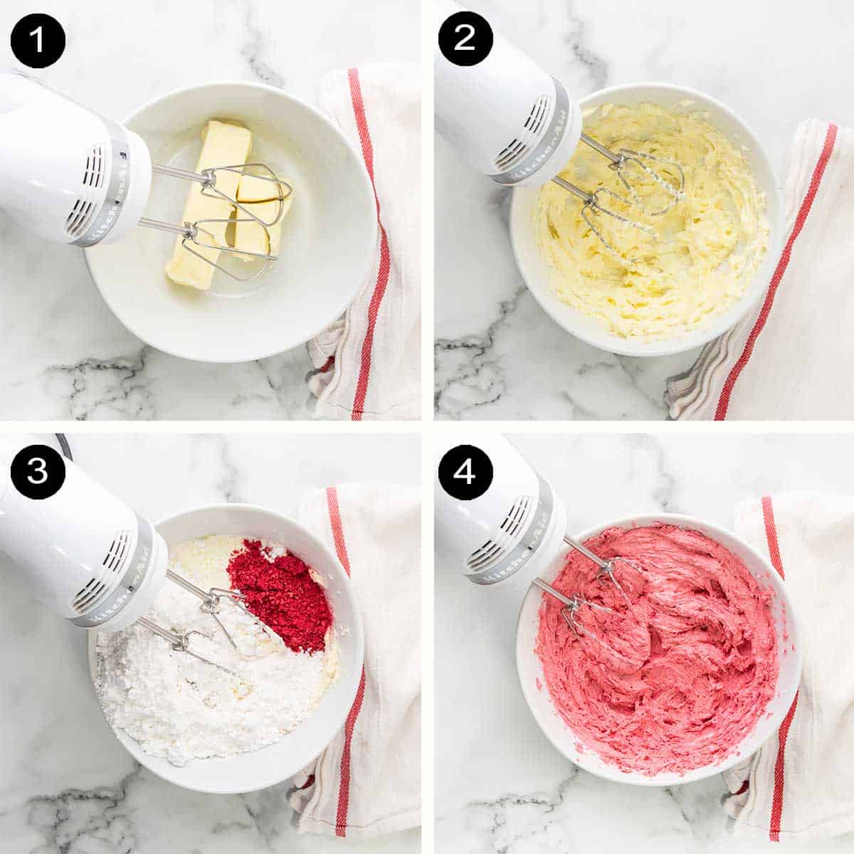 Steps to make raspberry frosting.