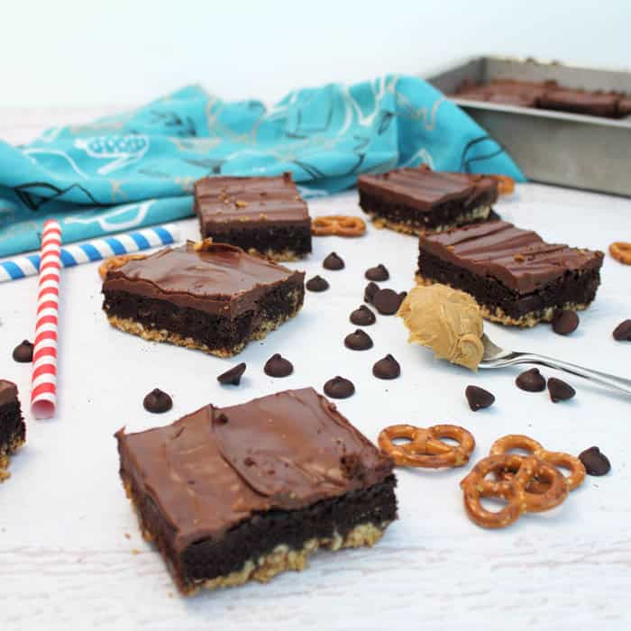 Triple Layer Brownies square | 2 Cookin Mamas