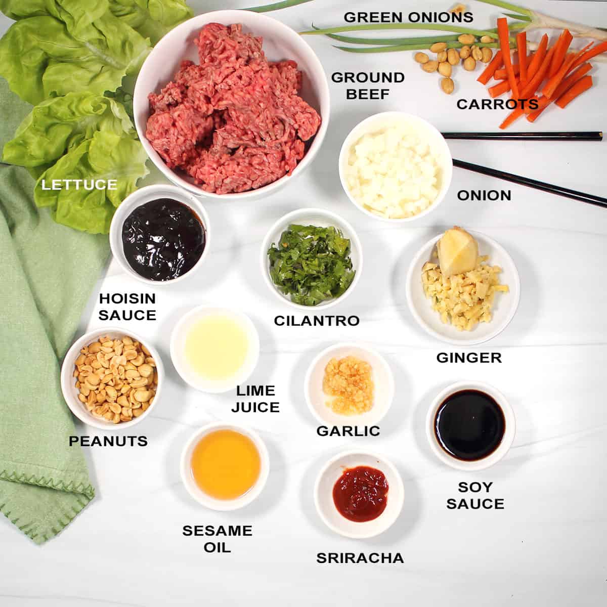 Beef lettuce wraps ingredients.