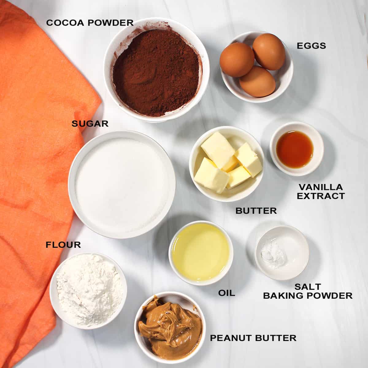 Ingredients for brownie poke cake.
