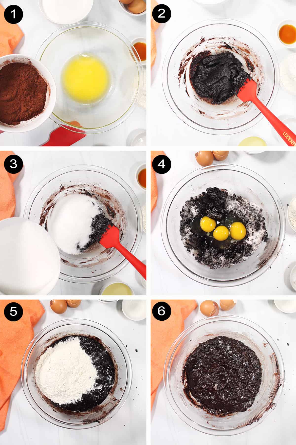 Steps to make brownies.