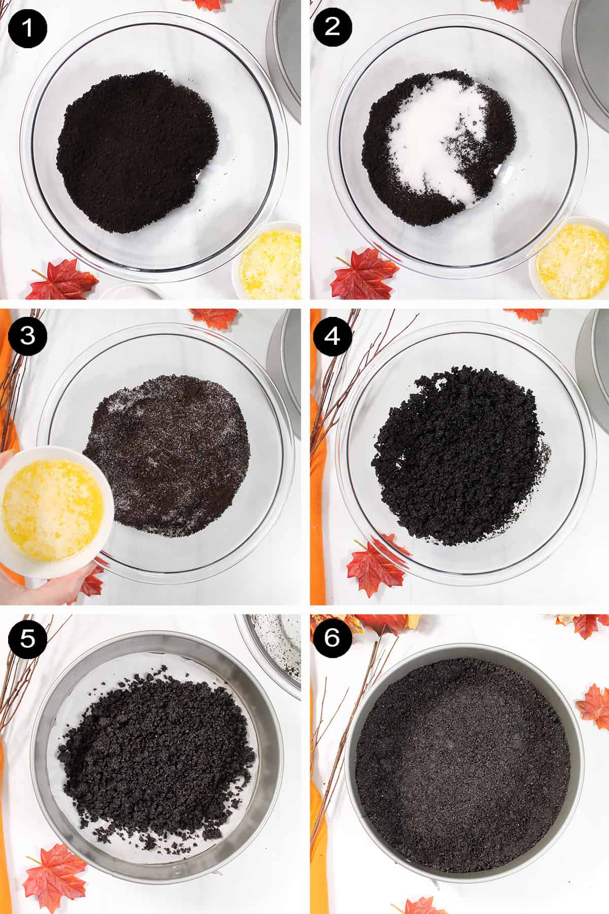 Steps to make chocolate cookie crust.