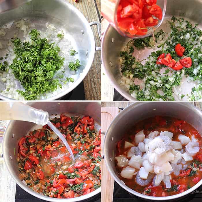 Steps to make easy fish stew.
