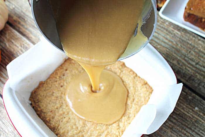 Shortcut Millionaire Cookie Bars caramel layer | 2 Cookin Mamas
