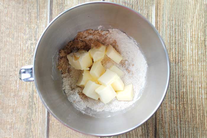 Mixing shortbread dough in large bowl.