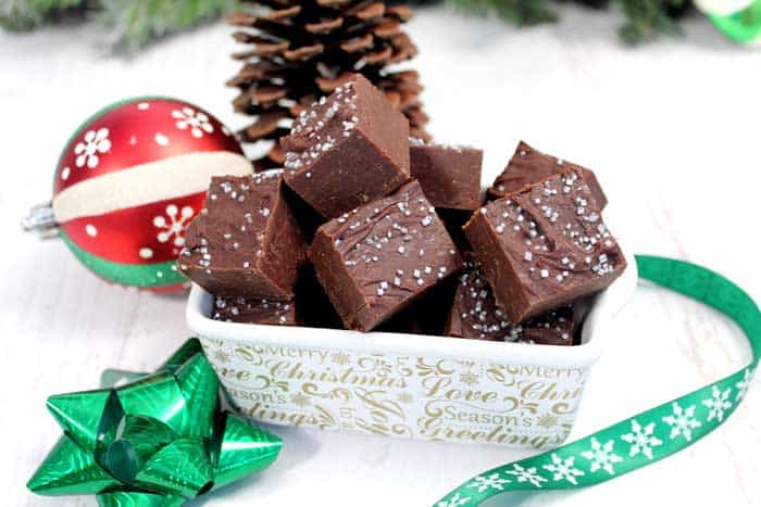 Stroopwafel Chocolate Fudge in dish | 2 Cookin Mamas