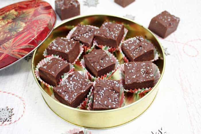 Stroopwafel Chocolate Fudge in tin | 2 Cookin Mamas