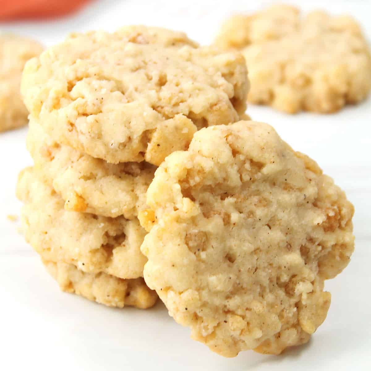 Stacked Rice Krispies Cheese Crackers.