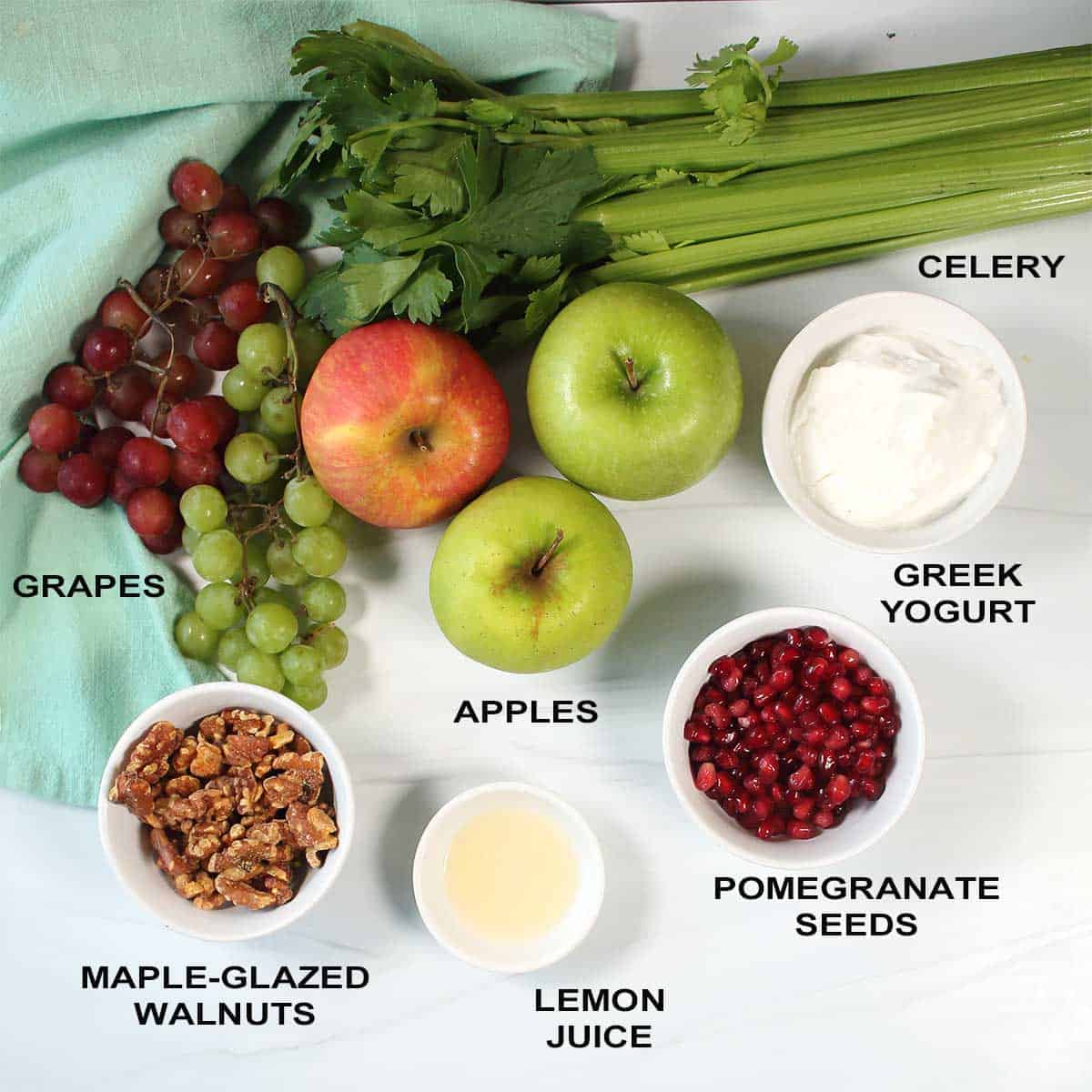 Waldorf Salad with yogurt ingredients.