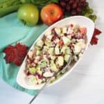 Overhead of apple walnut salad.