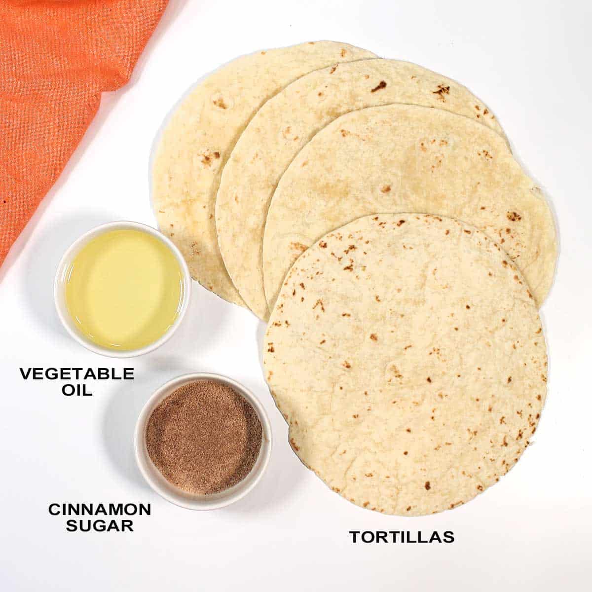 Ingredients to make cinnamon chips.