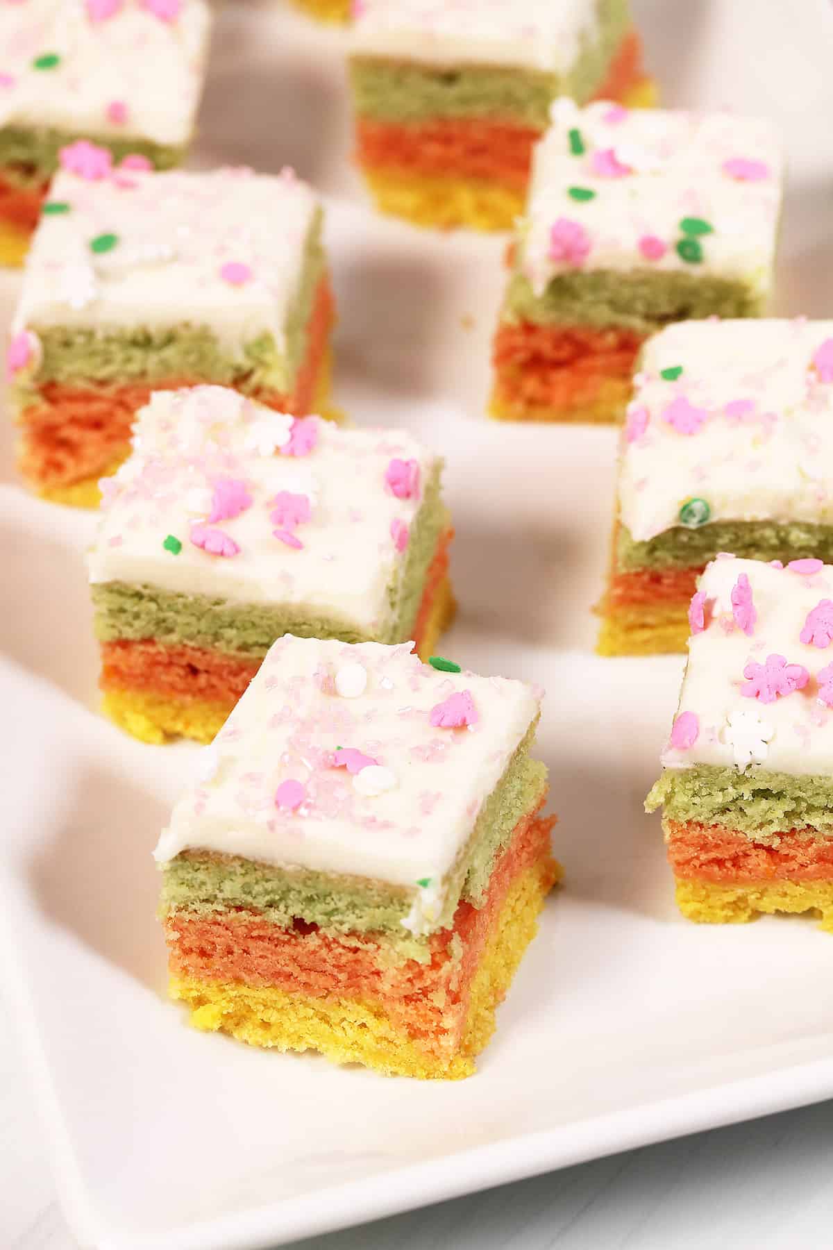 Closeup of Easter sugar cookies.