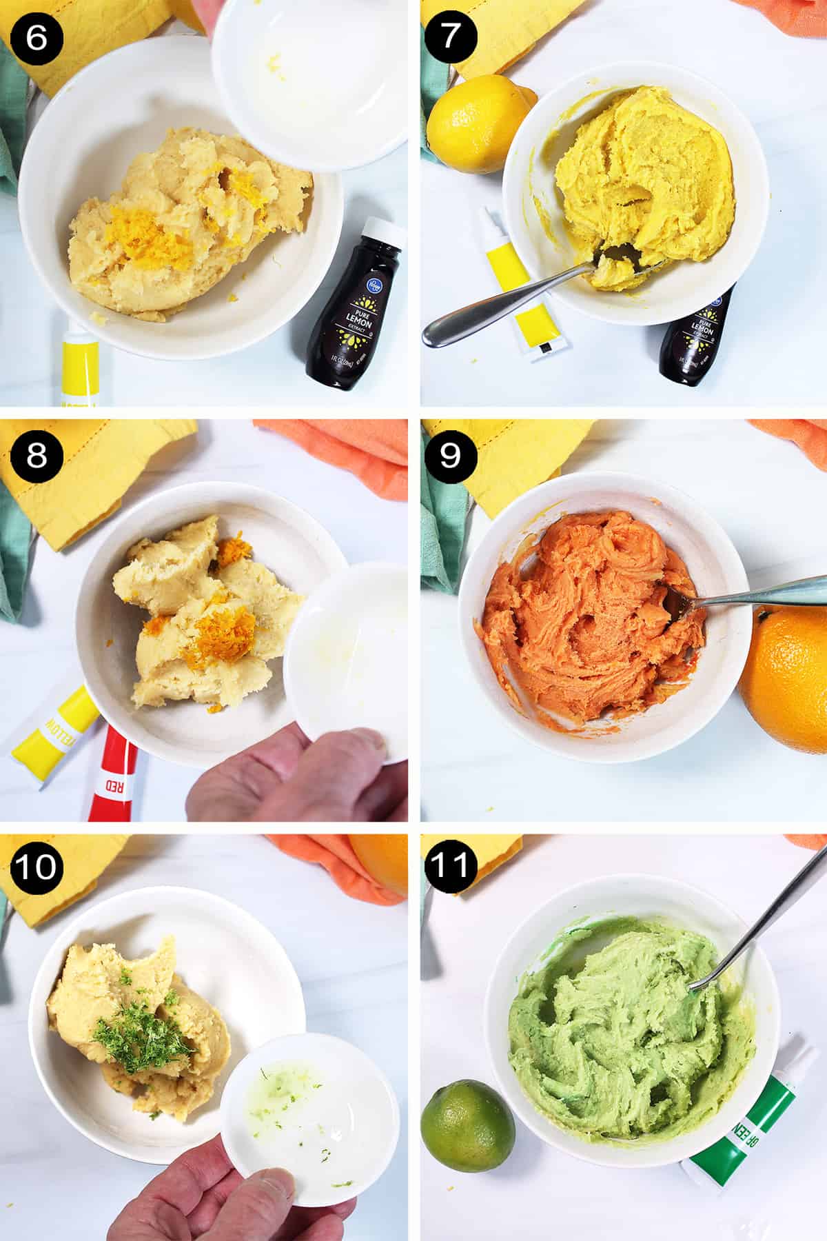 Steps 6-11 to mix flavored dough.