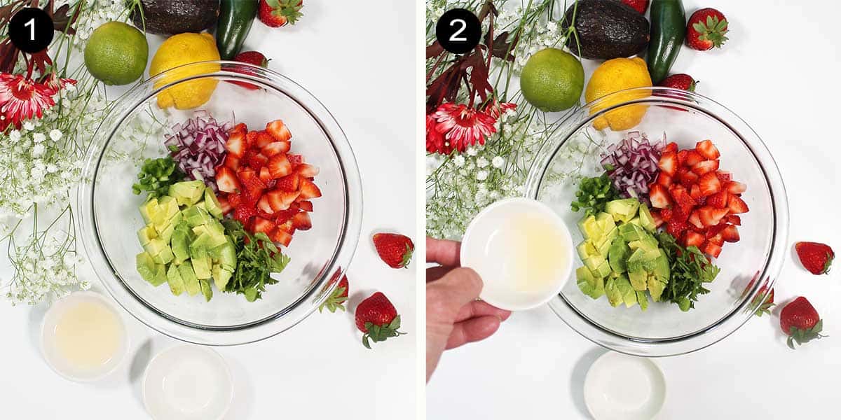 Steps to mix salsa.