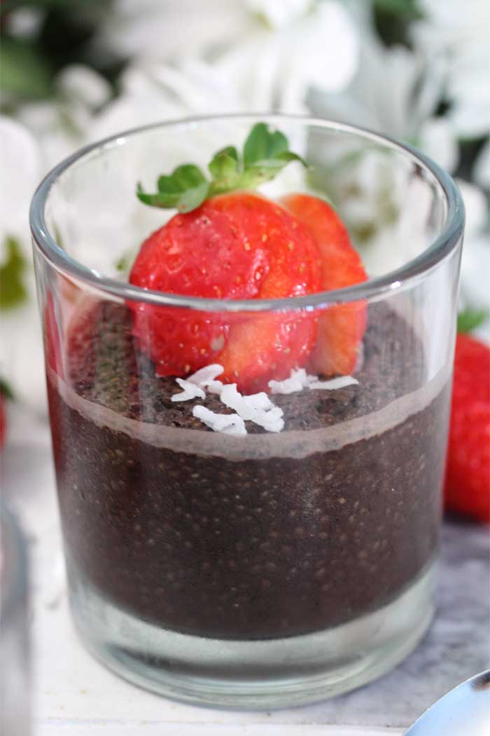 Chocolate Chia Seed Pudding closeup | 2 Cookin Mamas