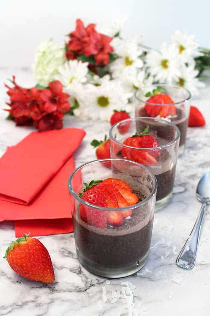 Chocolate Chia Seed Pudding lined up | 2 Cookin Mamas