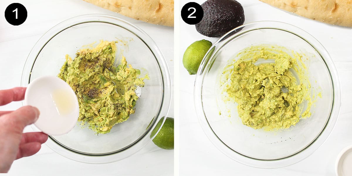 Prepping avocado spread.