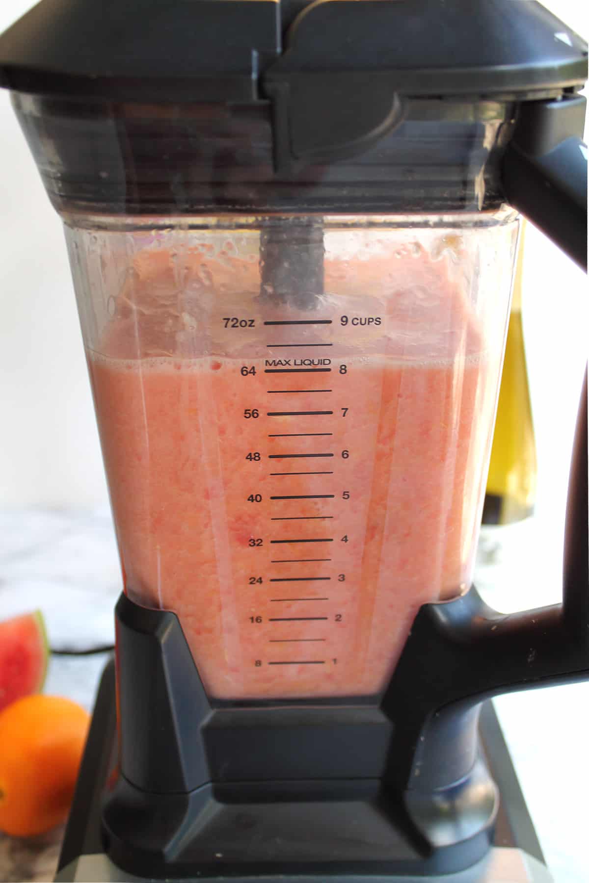 Blended fruit mixture for sangria.