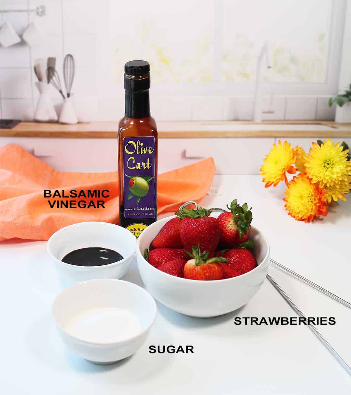 Ingredients for grilled strawberries.