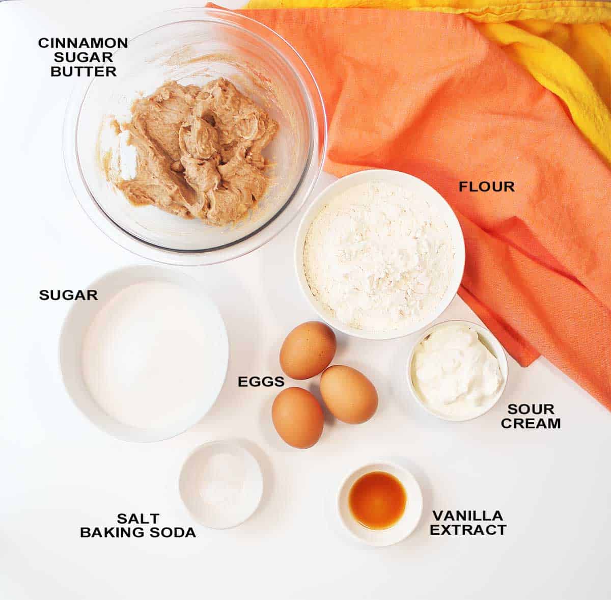 Sour cream pound cake recipe ingredients.