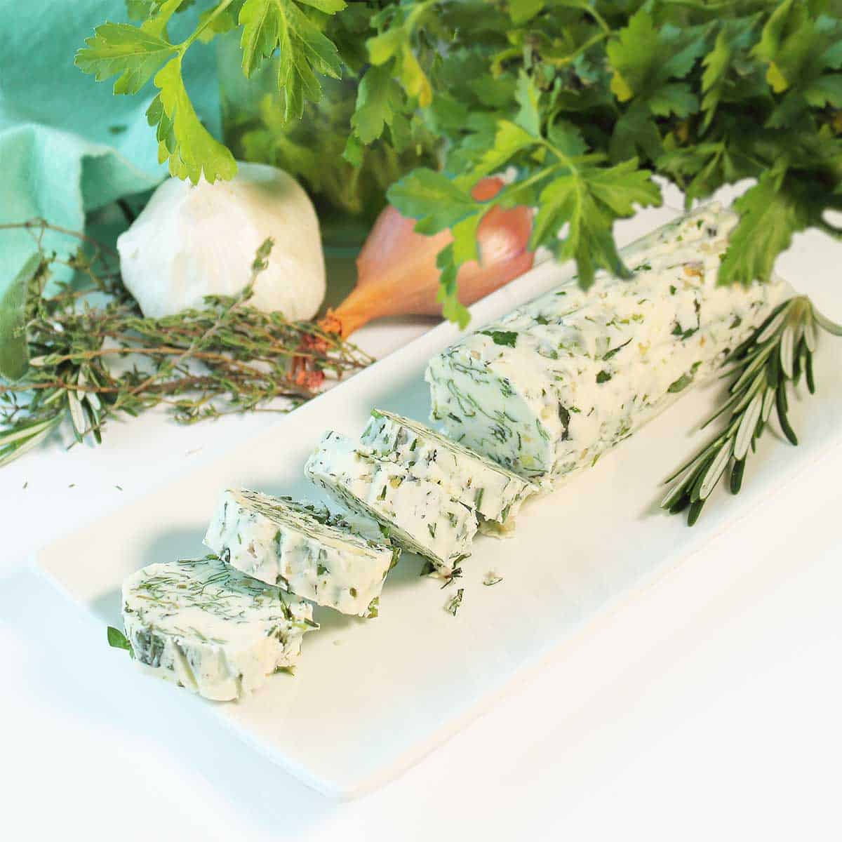 Garlic herb butter roll sliced.