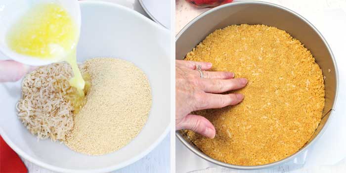 Mango Pineapple Icebox Cheesecake making crust