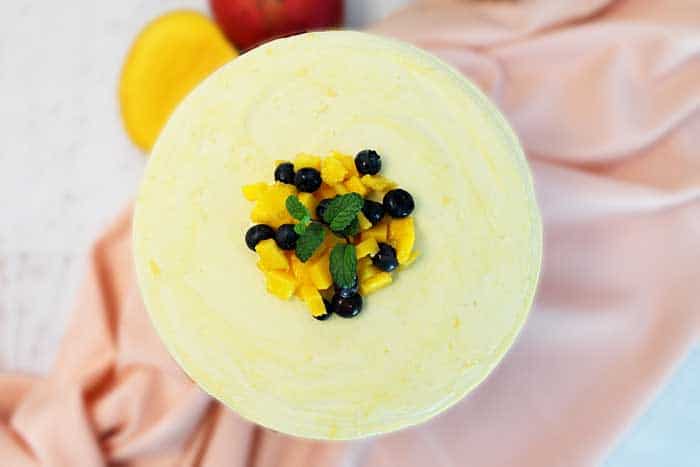 Mango Pineapple Icebox Cheesecake overhead