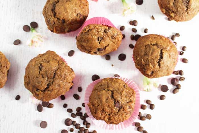 Espresso Chocolate Chip Muffins overhead