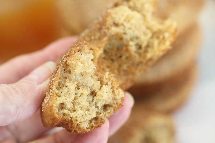 Apple Cider Doughnuts bite closeup
