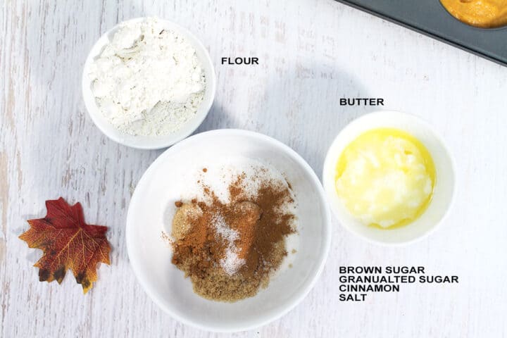 Labeled ingredients for crumb topping.