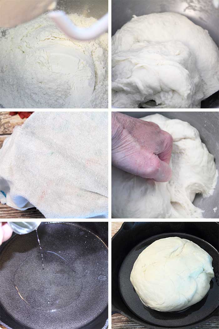 Garlic Rosemary Skillet Bread Steps 1-6