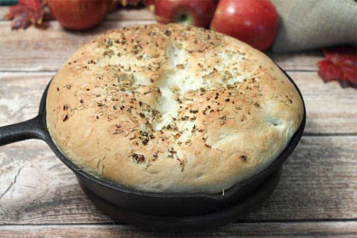 Garlic Rosemary Skillet Bread baked