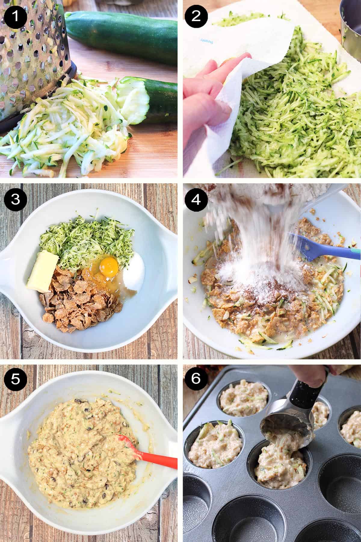 Homemade Bran Muffins Steps 1-6.