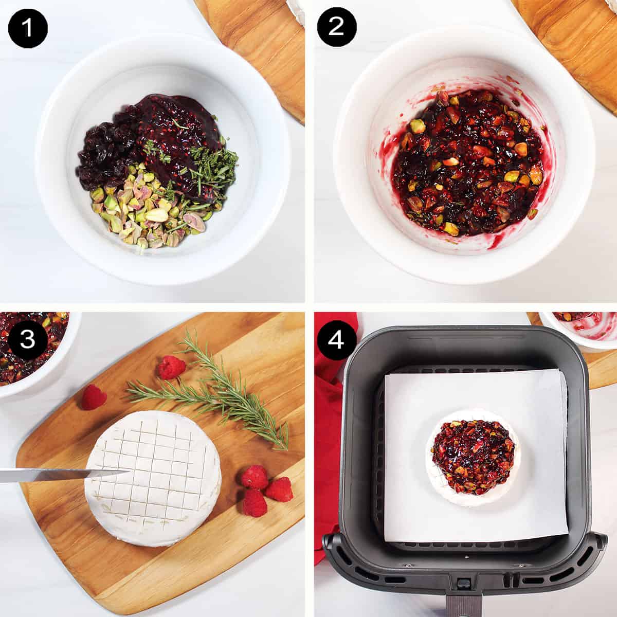 Steps to make air fryer brie.