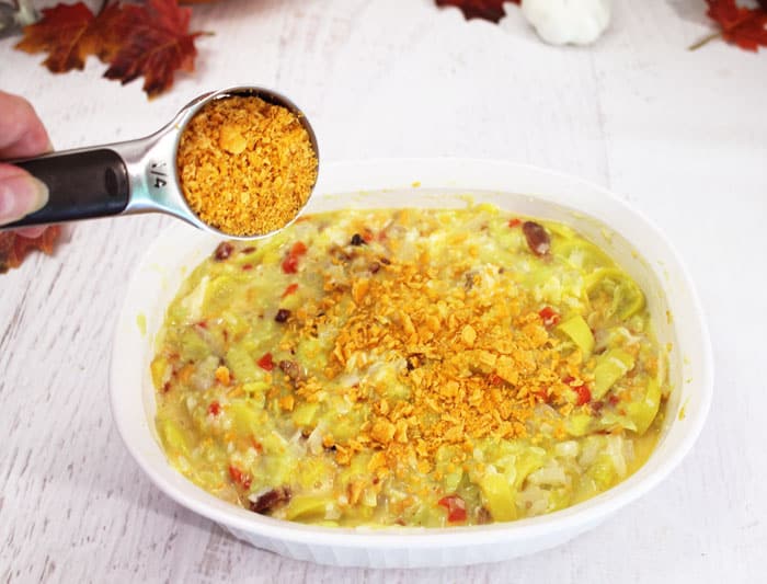 Cheesy Yellow Squash Casserole sprinkling topping