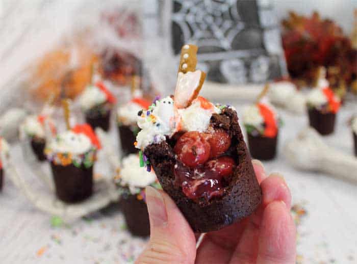 Halloween Chocolate Cherry Cookie Shots bite