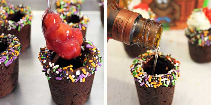 Halloween Chocolate Cherry Cookie Shots filling options