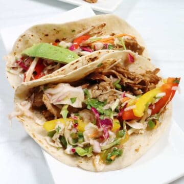 Closeup of Bulgogi Pork Tacos.