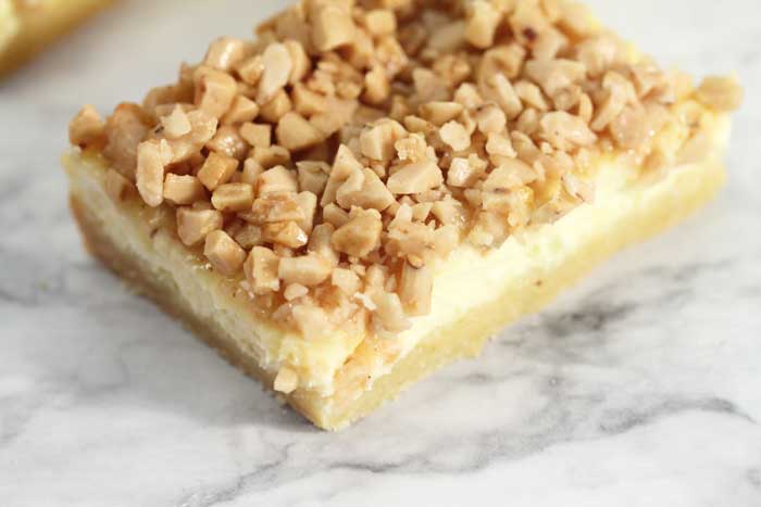 Creme Brulee Cheesecake Bars closeup
