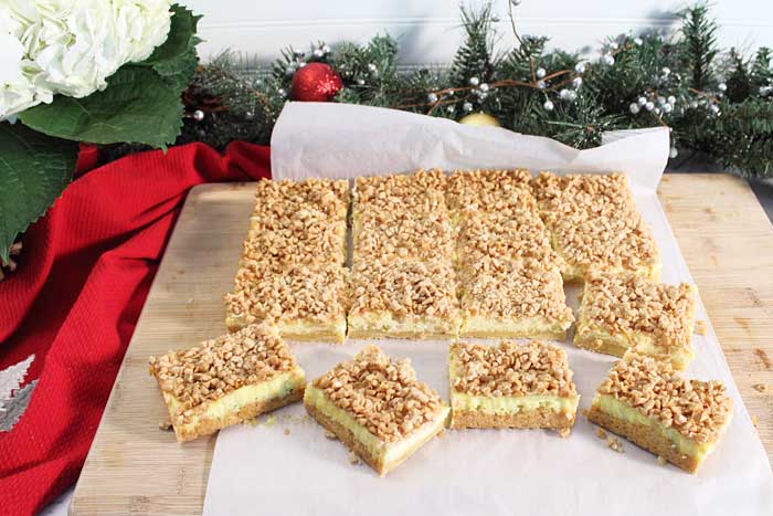 Creme Brulee Cheesecake Bars cut