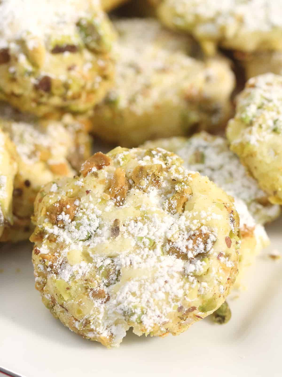 Closeup of pistachio cookies.