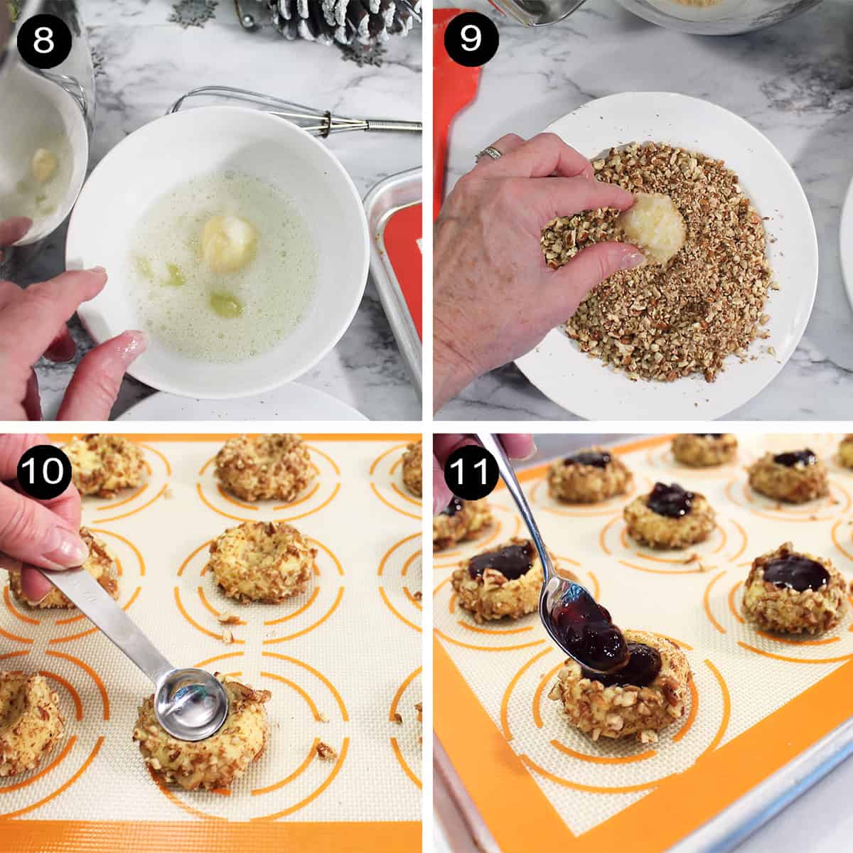 Collage of steps 8-11 to finish cookies.
