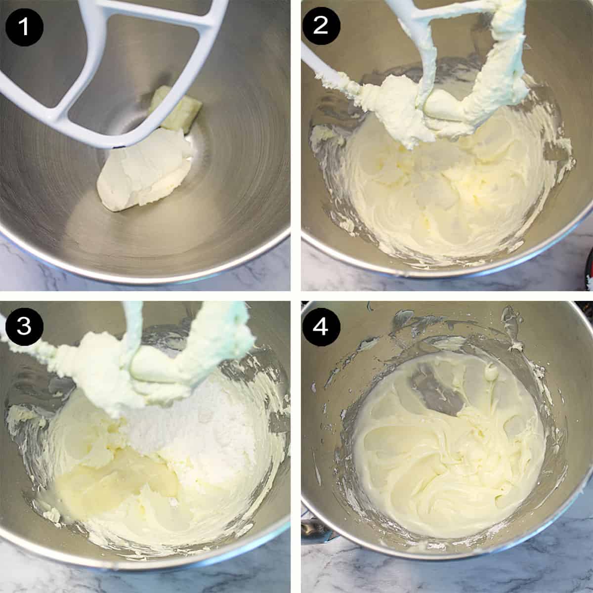 Prep steps to make cream cheese frosting.