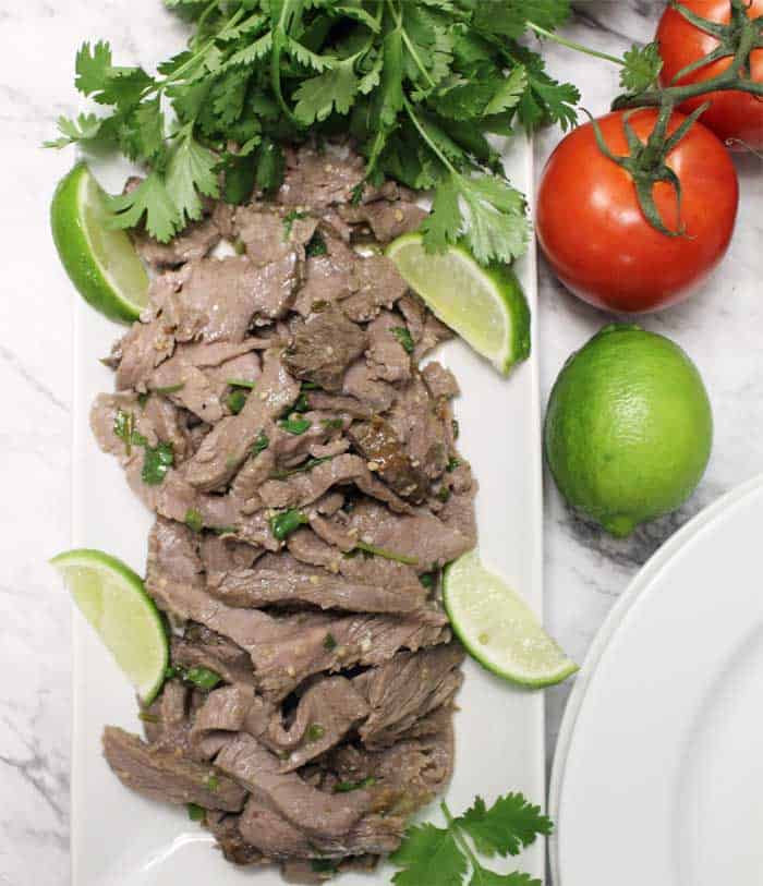 Carne Asada beef overhead
