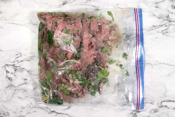 Carne Asada marinating beef